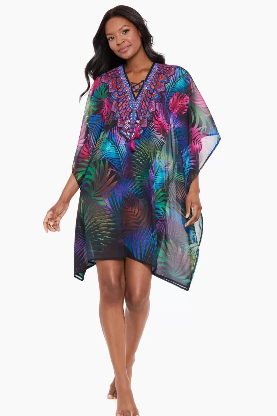 Miraclesuit Pixel Palmas Caftan Swim Cover Up-Femme Cover Ups