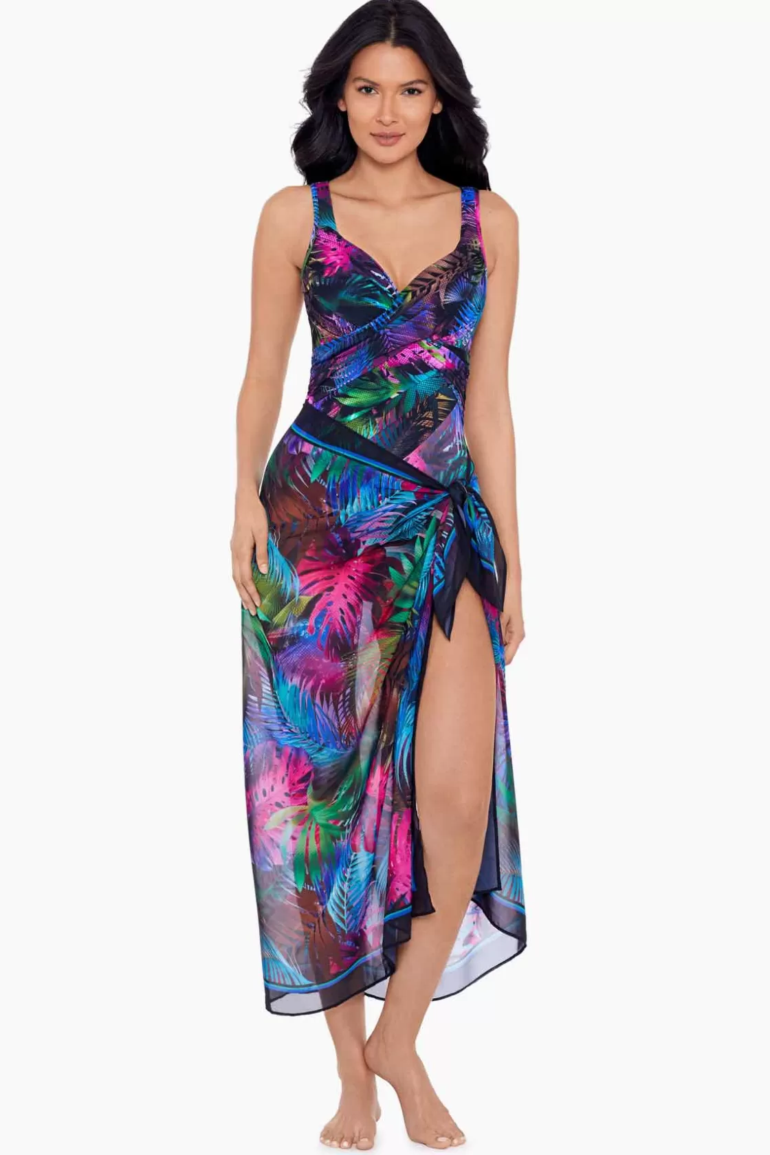 Miraclesuit Pixel Palmas Scarf Pareo Swim Cover Up-Femme Cover Ups