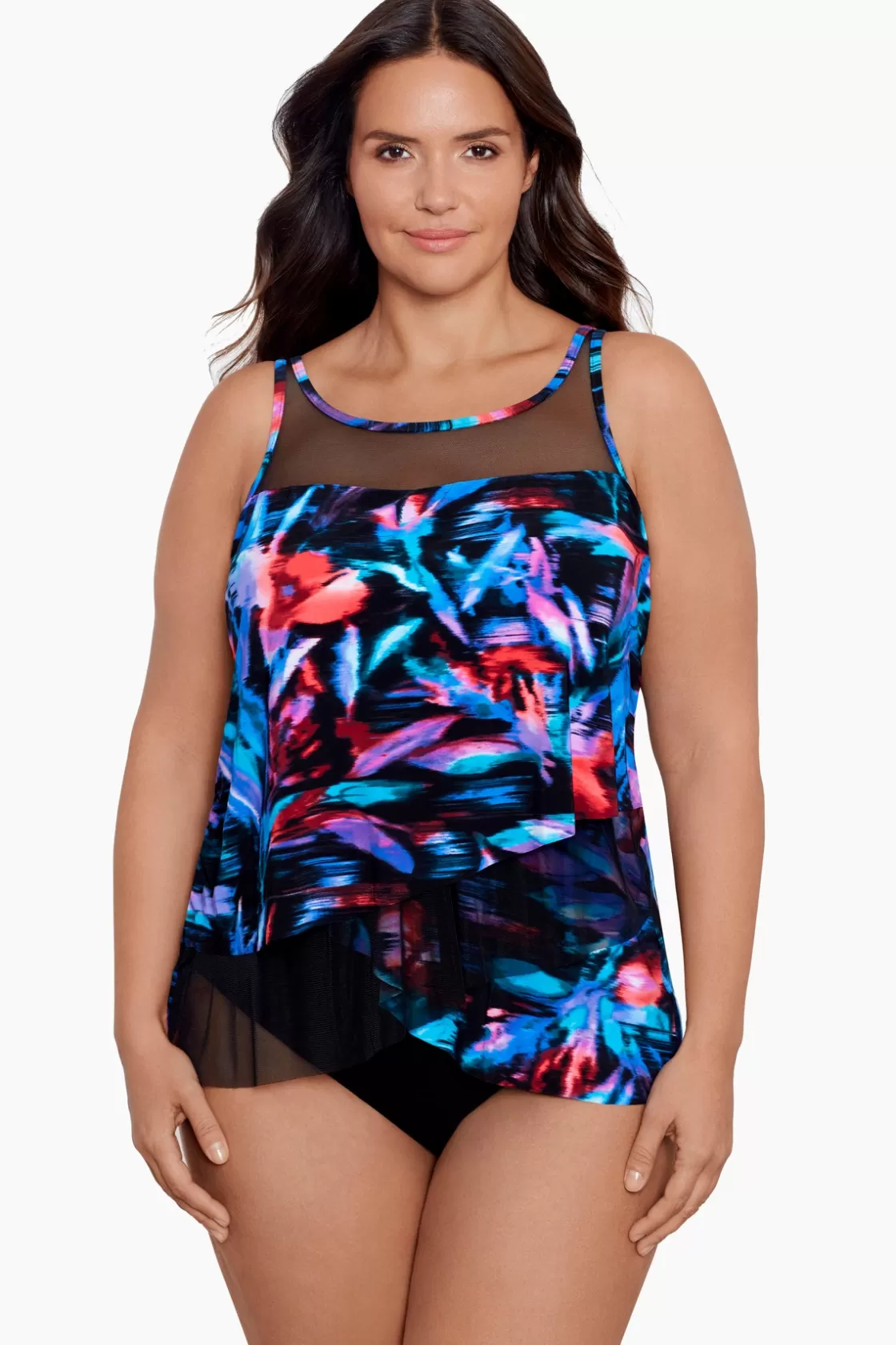 Miraclesuit Plus Size Fuego Floral Mirage Tankini Top-Femme Tankini Tops | Plus