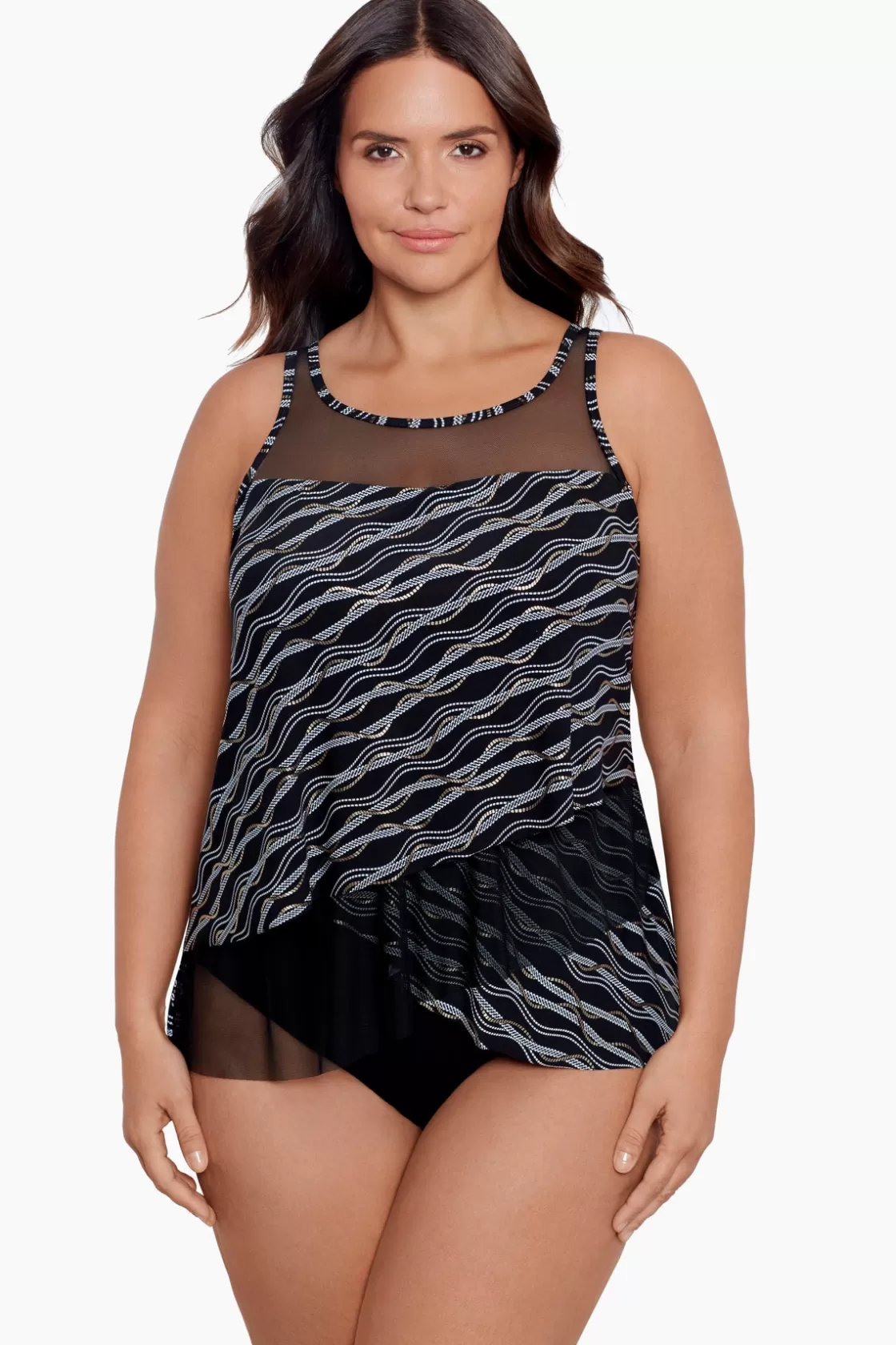 Miraclesuit Plus Size Linked In Mirage Tankini Top-Femme Tankini Tops | Plus