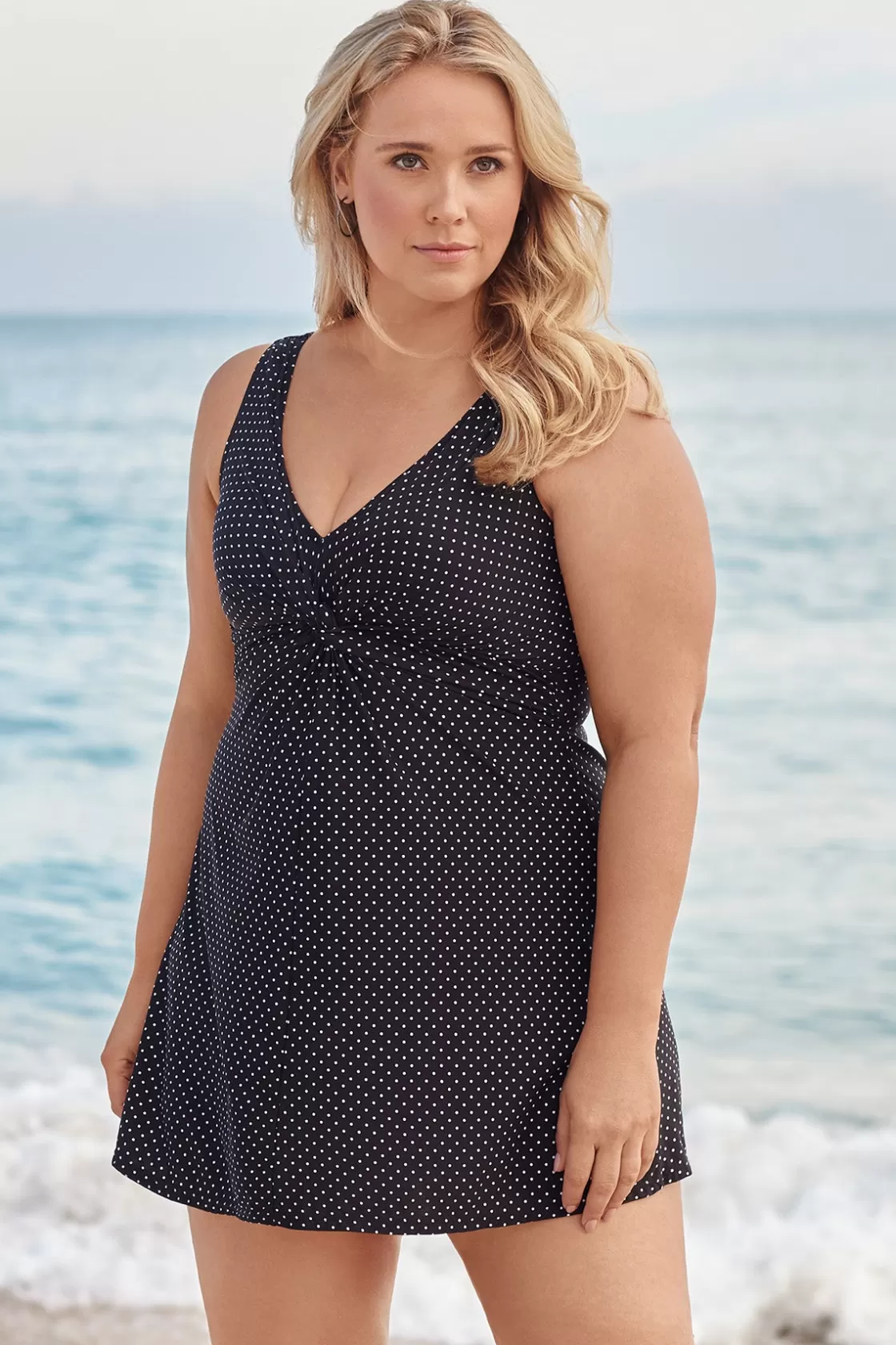 Miraclesuit Plus Size Pin Point Marais One Piece Swim Dress-Femme Swim Dress | One Piece